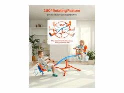 Online Columpio Balancín SucceBuy, Capacidad de Carga 136 kg, con Cómodas Asas, Asientos con Respaldo, Rotación de 360°, para 2 Niños de 3 Años en Adelante Columpio