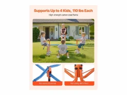 Columpio de Balancín SucceBuy para Niños, Capacidad 49,9 kg por Asiento, Equipado con Asas Ergonométricas, Patas de Soporte de 4 Ramas, Rotación 360°