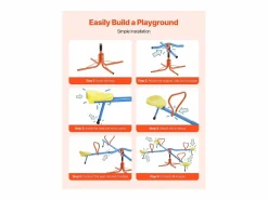 Columpio de Balancín SucceBuy para Niños, Capacidad 49,9 kg por Asiento, Equipado con Asas Ergonométricas, Patas de Soporte de 4 Ramas, Rotación 360°