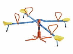 Columpio de Balancín SucceBuy para Niños, Capacidad 49,9 kg por Asiento, Equipado con Asas Ergonométricas, Patas de Soporte de 4 Ramas, Rotación 360°