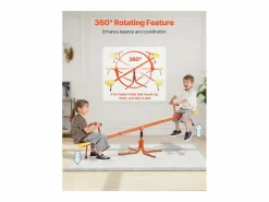 Discount Columpio de Balancín SucceBuy para Niños, Capacidad 45,4 kg por Asiento, Equipado con Asas Ergonométricas, Patas de Soporte de 4 Ramas, Rotación 360°