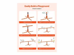 Discount Columpio de Balancín SucceBuy para Niños, Capacidad 45,4 kg por Asiento, Equipado con Asas Ergonométricas, Patas de Soporte de 4 Ramas, Rotación 360°