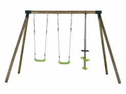 Habitat et jardin Columpio de madera "Lana" - Con 2 columpios y 1 cara a cara