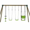 Habitat et jardin Columpio de madera "Nelio" - Con 2 columpios, 1 cara a cara y 1 cesta