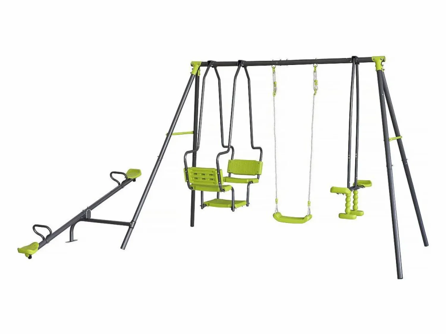 New Habitat et jardin Columpio de metal "Lenny" - 4 aparatos - Verde