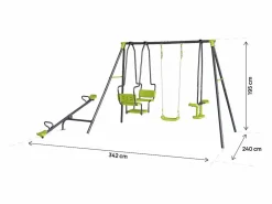 New Habitat et jardin Columpio de metal "Lenny" - 4 aparatos - Verde