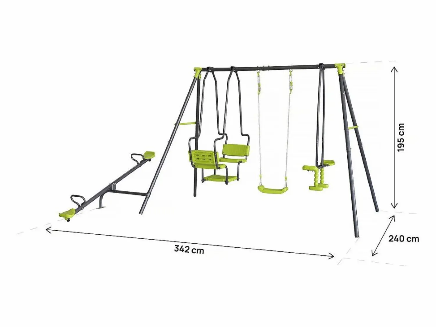 New Habitat et jardin Columpio de metal "Lenny" - 4 aparatos - Verde