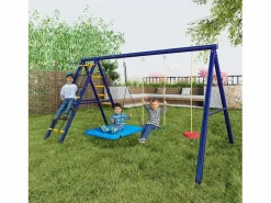 Online Merax Columpio infantil multifuncional para exterior - 310 x 174 x 203 cm - de acero - con estructura de escalada - Azul
