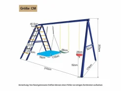 Online Merax Columpio infantil multifuncional para exterior - 310 x 174 x 203 cm - de acero - con estructura de escalada - Azul