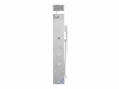 Clearance Coluna de Duche SucceBuy con Chuveiro Efeito Chuva en Acero Inoxidable, Torneira 4 Funciones, 6 Jatos Corporais, Chuveiro de Mão, 124 cm Plateado