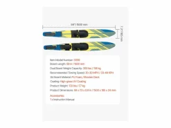 Combo Esquí Náutico SucceBuy, 150 cm para Adultos con Fijaciones Ajustables X-7 y Cierres con Hebilla