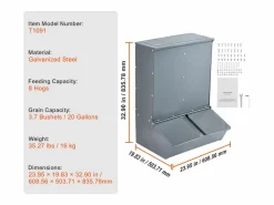 New Comedero para Cerdos SucceBuy, 130 L, Puerta Doble de Metal que Puede Acoger Hasta 8 Cerdos Comida Para Animales De Compañía
