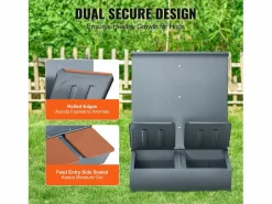 New Comedero para Cerdos SucceBuy, 130 L, Puerta Doble de Metal que Puede Acoger Hasta 8 Cerdos Comida Para Animales De Compañía