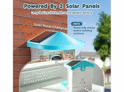 Outlet Comederos para Aves Inteligente SucceBuy con Cámara, 2K HD, Especies IA, Alimentado por Energía Solar Azul