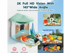 Comederos para Aves Inteligente SucceBuy con Cámara, 2K HD, Especies IA, Alimentado por Energía Solar