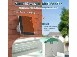 Comederos para Aves Inteligente SucceBuy con Cámara, 2K HD, Especies IA, Alimentado por Energía Solar