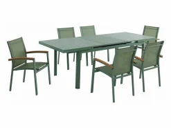 MYLIA Comedor de jardín aluminio mesa extensible 180/240 y 6 sillones - - NAURU