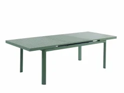 Clearance MYLIA Comedor de jardín aluminio mesa extensible 180/240 y 8 sillones - - NAURU Verde almendra