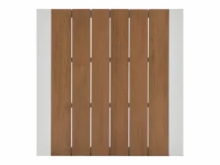 MYLIA Comedor de jardín de aluminio: una mesa de 80 cm y 2 sillones apilables - Natural claro y blanco - NYROS de