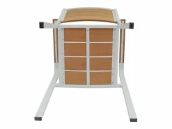 MYLIA Comedor de jardín de aluminio: una mesa de 80 cm y 2 sillones apilables - Natural claro y blanco - NYROS de