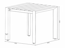 MYLIA Comedor de jardín de aluminio: una mesa de 80 cm y 2 sillones apilables - Natural claro y blanco - NYROS de