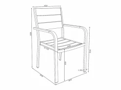 MYLIA Comedor de jardín de aluminio: una mesa de 80 cm y 2 sillones apilables - Natural claro y blanco - NYROS de