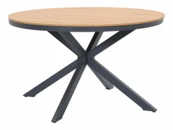 MYLIA Comedor de jardín de aluminio: mesa redonda D.125 cm y 4 sillones - Antracita y natural claro - ZEYVA de
