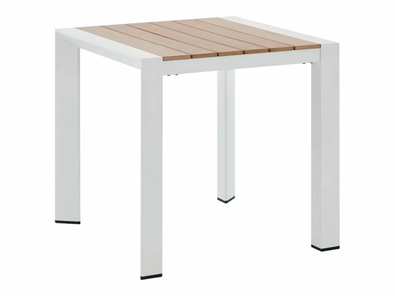 New MYLIA Comedor de jardín de aluminio: una mesa L.80 cm y 2 sillones apilables - Natural claro y blanco - LIOUS de Color natural claro / Blanco