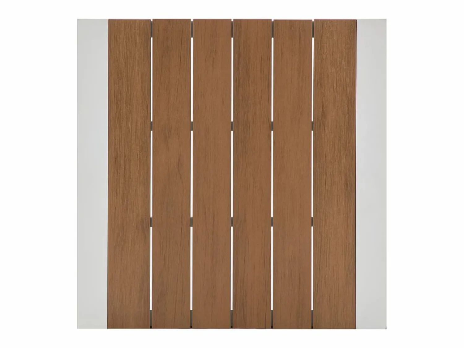 New MYLIA Comedor de jardín de aluminio: una mesa L.80 cm y 2 sillones apilables - Natural claro y blanco - LIOUS de Color natural claro / Blanco