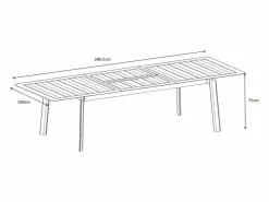 MYLIA Comedor de jardín de aluminio: una mesa extensible L.205/286,5 cm y 10 sillones apilables - Antracita - MACILA de