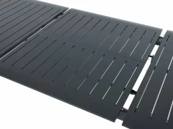 MYLIA Comedor de jardín de aluminio: una mesa extensible L.205/286,5 cm y 10 sillones apilables - Antracita - MACILA de