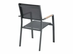 MYLIA Comedor de jardín de aluminio: una mesa extensible L.205/286,5 cm y 10 sillones apilables - Antracita - MACILA de