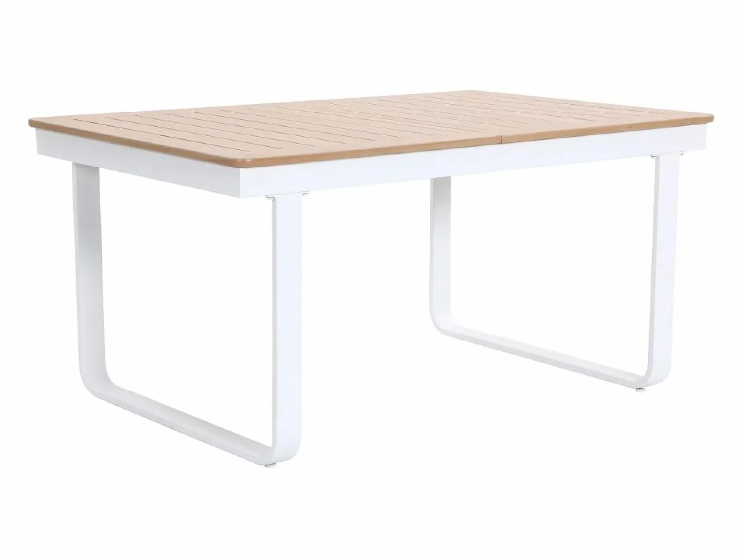 Clearance Comedor de jardín de aluminio: mesa extensible de aluminio L.155/246 cm y 6 sillones - Natural claro y blanco - SERUNO de Comedores De Jardín