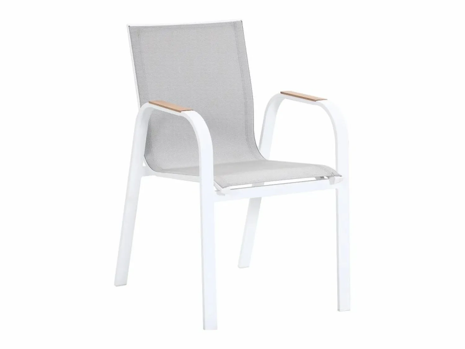 Clearance Comedor de jardín de aluminio: mesa extensible de aluminio L.155/246 cm y 6 sillones - Natural claro y blanco - SERUNO de Comedores De Jardín