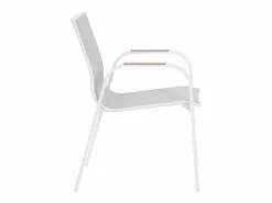 Clearance Comedor de jardín de aluminio: mesa extensible de aluminio L.155/246 cm y 6 sillones - Natural claro y blanco - SERUNO de Comedores De Jardín