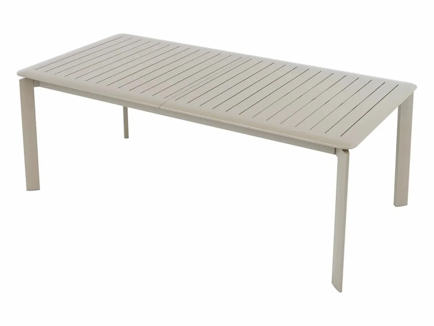 Clearance MYLIA Comedor de jardín de aluminio: mesa extensible L.205/286.5 cm y 10 sillones apilables - Taupe - MACILA de Topo