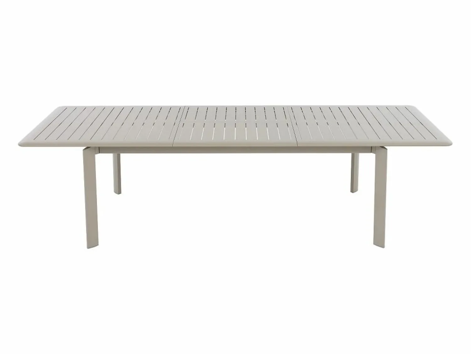 Clearance MYLIA Comedor de jardín de aluminio: mesa extensible L.205/286.5 cm y 10 sillones apilables - Taupe - MACILA de Topo