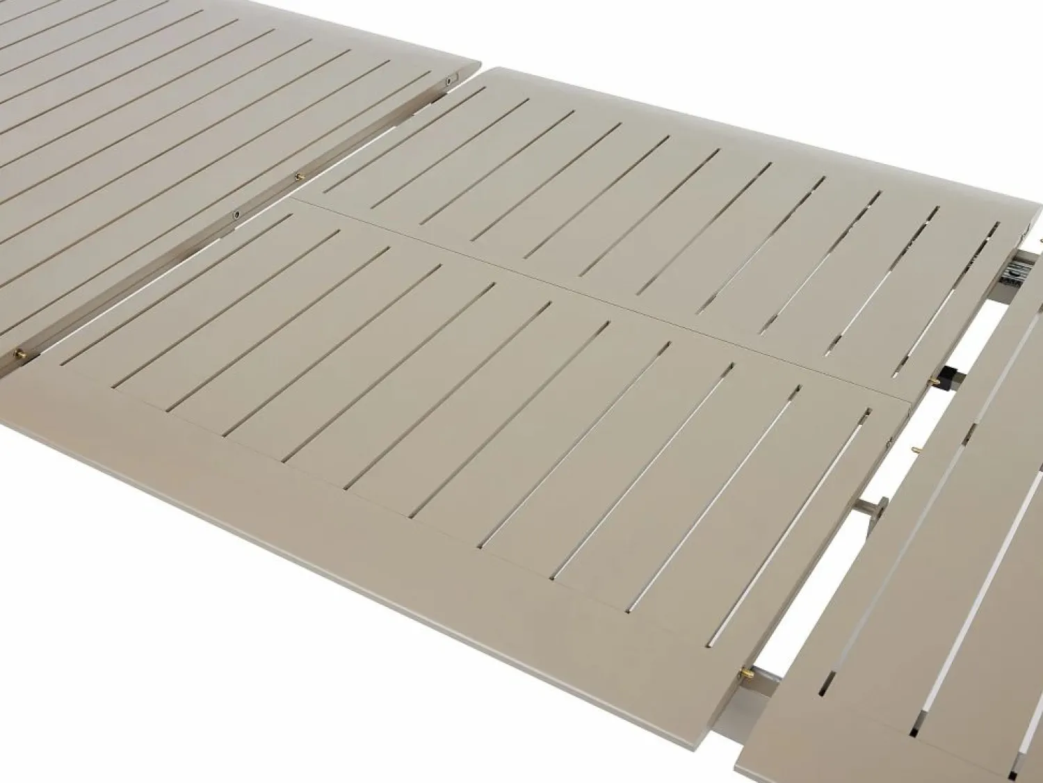 Clearance MYLIA Comedor de jardín de aluminio: mesa extensible L.205/286.5 cm y 10 sillones apilables - Taupe - MACILA de Topo