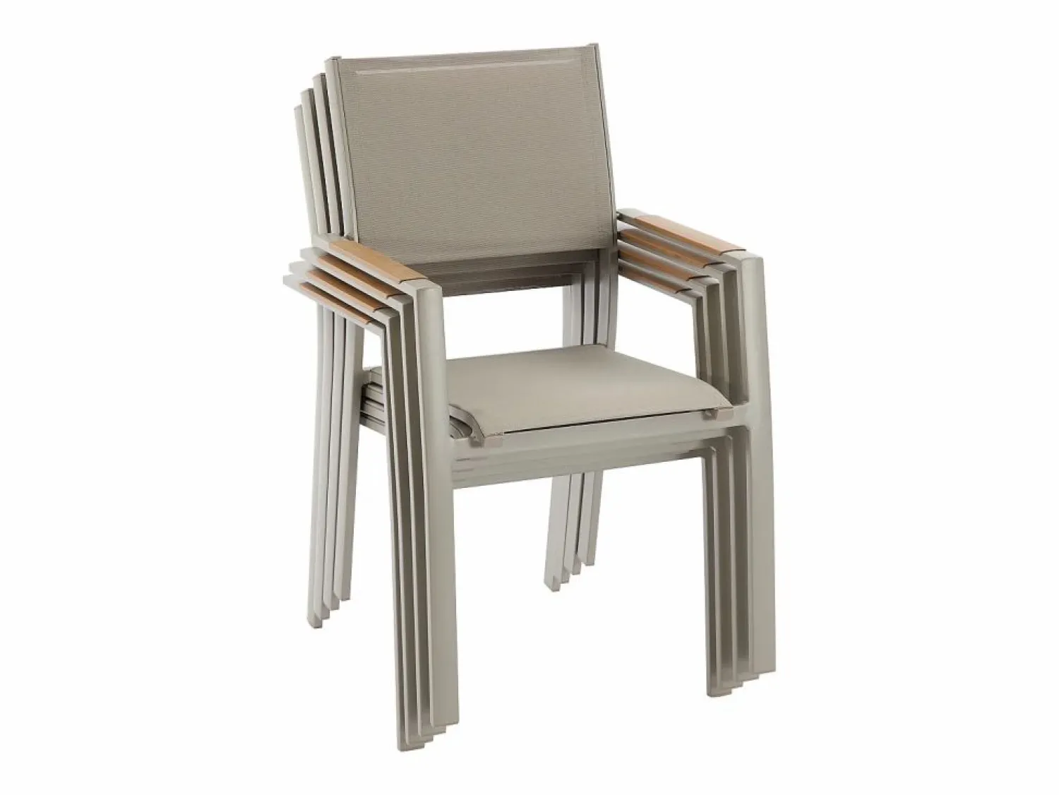 Clearance MYLIA Comedor de jardín de aluminio: mesa extensible L.205/286.5 cm y 10 sillones apilables - Taupe - MACILA de Topo