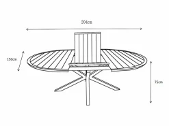Clearance Comedor de jardín de aluminio: una mesa redonda extensible L.150/200 cm y 6 sillones apilables - Antracita - VELYRA de Comedores De Jardín