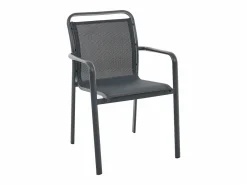 Clearance Comedor de jardín de aluminio: una mesa redonda extensible L.150/200 cm y 6 sillones apilables - Antracita - VELYRA de Comedores De Jardín