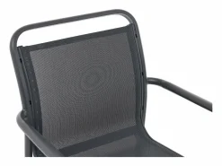Clearance Comedor de jardín de aluminio: una mesa redonda extensible L.150/200 cm y 6 sillones apilables - Antracita - VELYRA de Comedores De Jardín