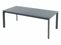 Clearance MYLIA Comedor de jardín de aluminio: una mesa extensible L.205/286.5 cm y 8 sillones apilables - Antracita - MACILA de Gris antracita