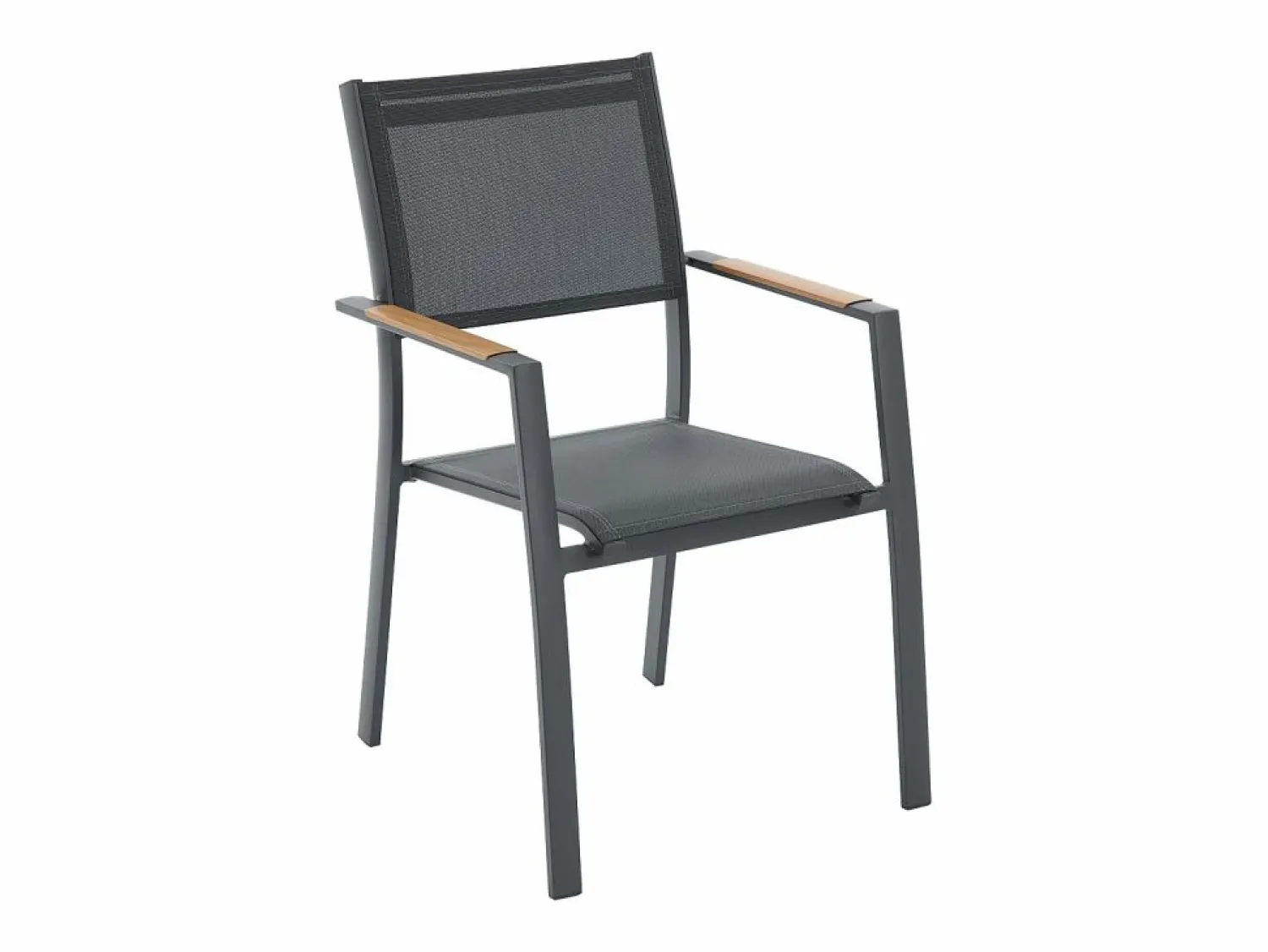 Comedor de jardín de aluminio: una mesa extensible L.205/286,5 cm y 6 sillones apilables - Antracita - MACILA de Comedores De Jardín
