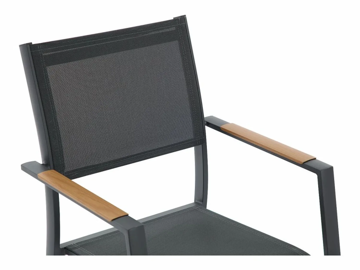 Comedor de jardín de aluminio: una mesa extensible L.205/286,5 cm y 6 sillones apilables - Antracita - MACILA de Comedores De Jardín
