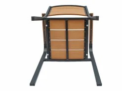 New MYLIA Comedor de jardín de aluminio: una mesa L.150 cm y 4 sillones apilables - Natural claro y antracita - NYROS de Gris antracita / Color natural claro