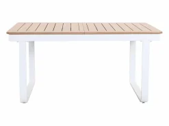 Sale MYLIA Comedor de jardín de aluminio: mesa extensible de aluminio L.155/246 cm y 8 sillones - Natural claro y blanco - SERUNO de Color natural claro / Blanco