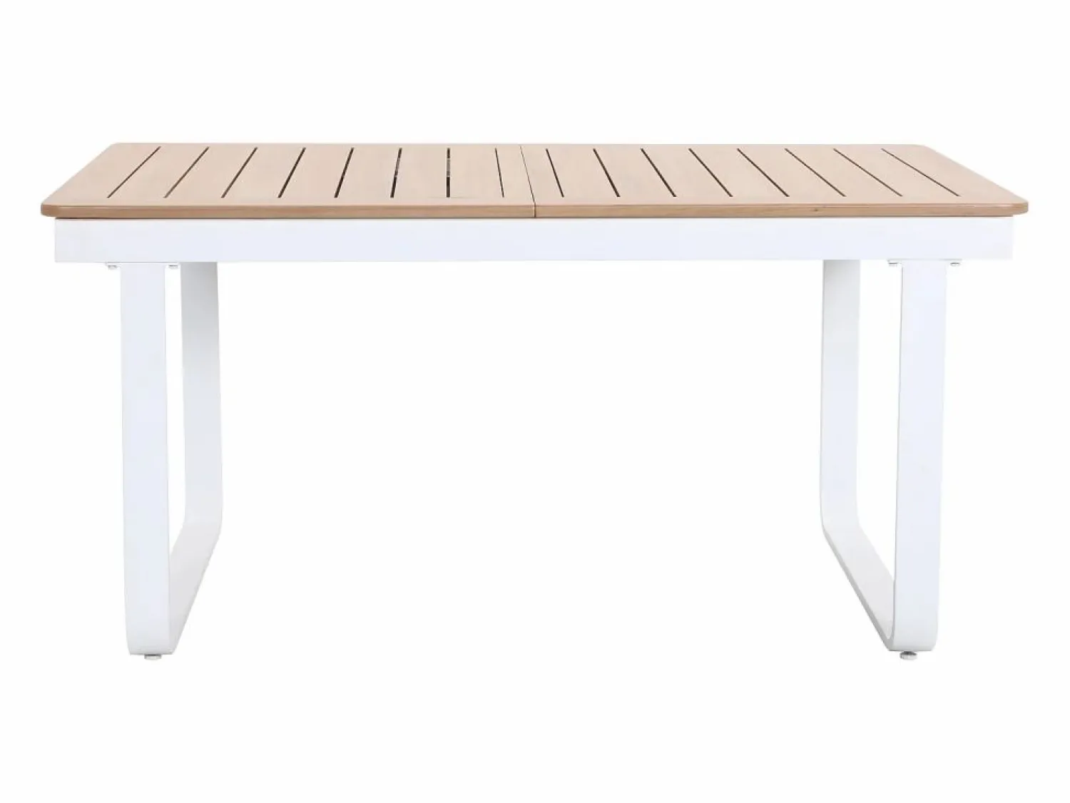 Sale MYLIA Comedor de jardín de aluminio: mesa extensible de aluminio L.155/246 cm y 8 sillones - Natural claro y blanco - SERUNO de Color natural claro / Blanco