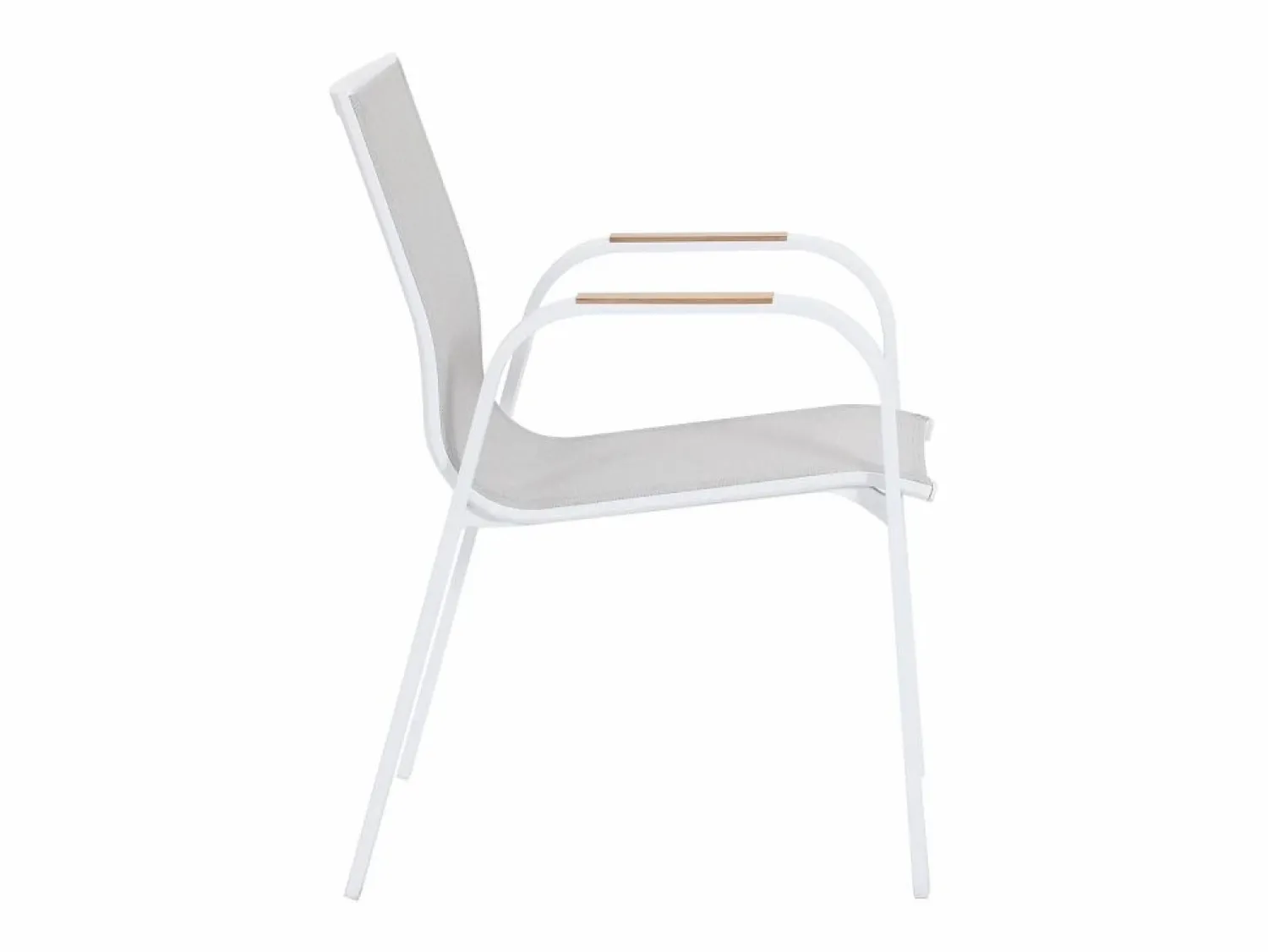 Sale MYLIA Comedor de jardín de aluminio: mesa extensible de aluminio L.155/246 cm y 8 sillones - Natural claro y blanco - SERUNO de Color natural claro / Blanco