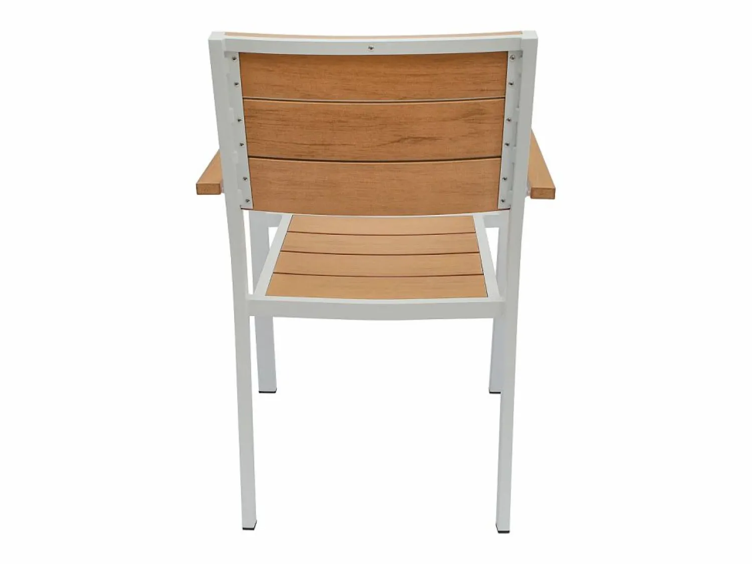 MYLIA Comedor de jardín de aluminio: una mesa de 150 cm y 4 sillones apilables - Natural claro y blanco - NYROS de